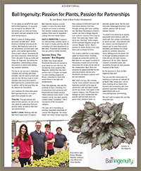 Photo is an extract of the Ball Ingenuity one-page advertorial in GrowerTalks magazine.