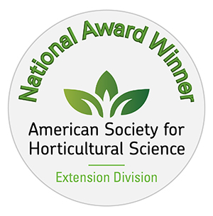 The National Award Winner seal of ASHS Extension Division 