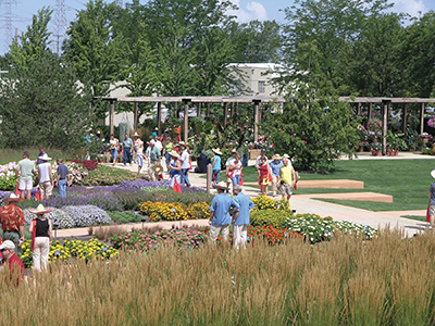 People enjoying an outdoor garden